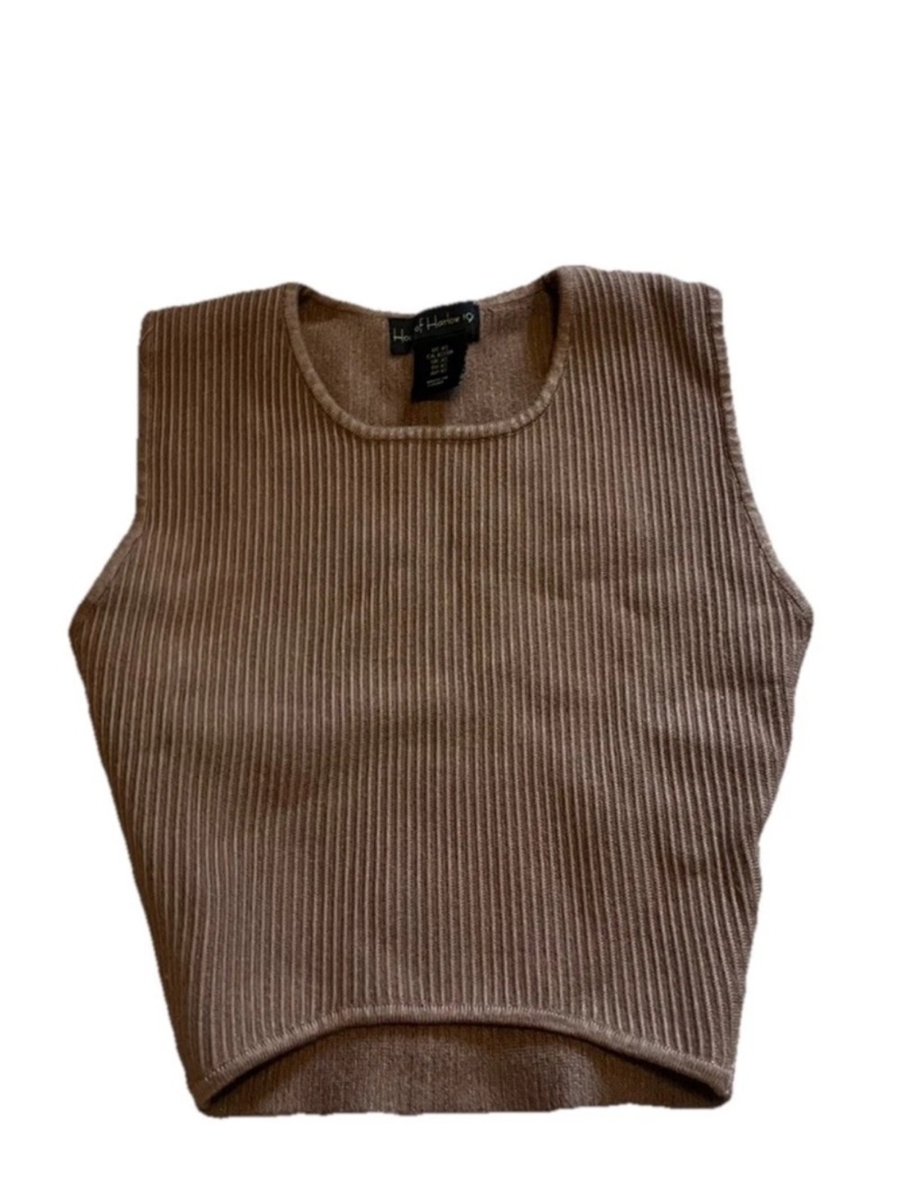 House of Harlow 1960 Brown Ribbed Knit Crop Top Minimalist Boho Women’s Size XS